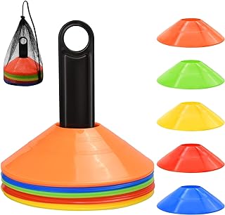  Disc Cones, 25/50/100/200 Pack Agility Soccer Cones with Carry Bag and Holder, Soccer Cones for Sports Training, Football, Soccer, Basketball, Coaching, Practice Equipment, 5 Color