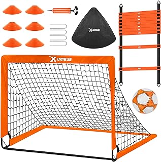  Soccer Goals for Backyard, 4' x 3' Pop Up Goal Training Equipment with Ball, Agility Ladder and Cones, Portable Nets Backyard Youth Outdoor Sports Games